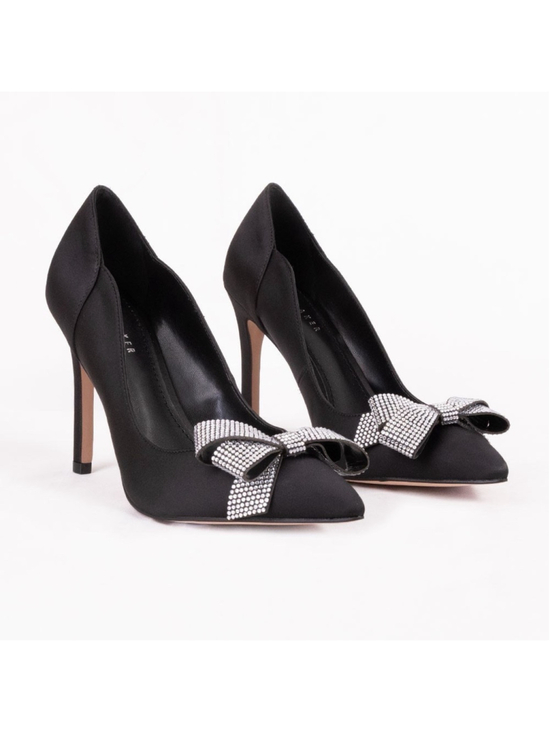 Ted Baker Shoes - Ted Baker Orlilas Pointed Toe Satin Crystal Bow Stiletto Pumps Black Size 38/7.5